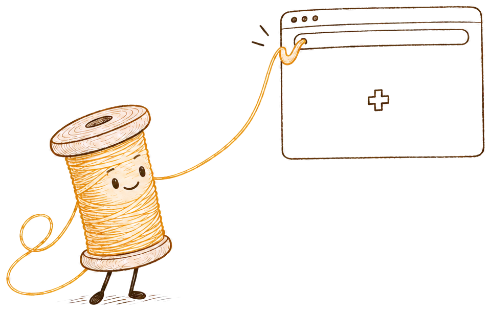 Filo hooking its thread into an empty browser address bar